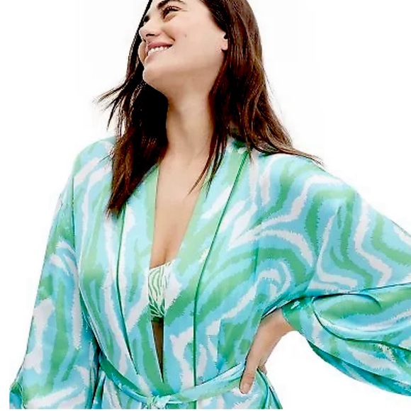 Target x DVF Long Satin Disco Zebra Green Robe - Picture 5 of 13
